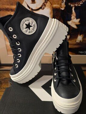 Converse Women’s CTAS Lugged Heel Waterproof Platform Shoes A12328C Black Sz 8